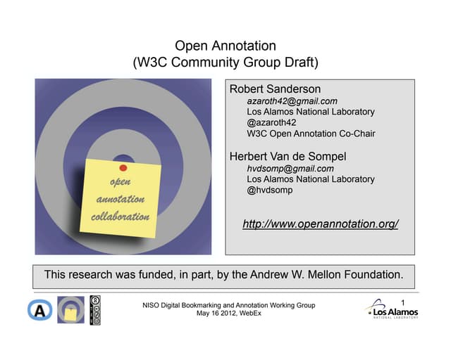 Open Annotation; NISO digital bookmarking