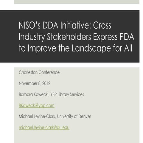 NISO's DDA Initiative