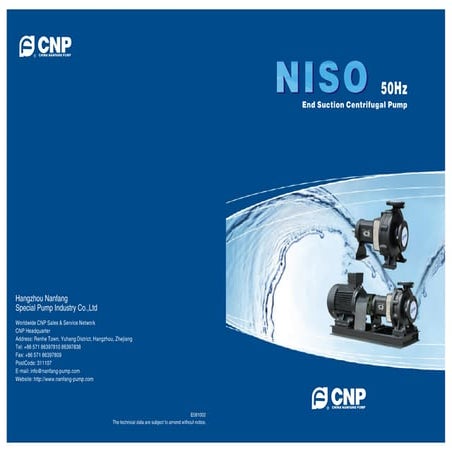 Niso end suction centrifugal pump
