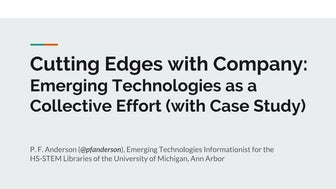 NISO — Cutting Edges with Company: Emerging Technologies as a Collective Effort