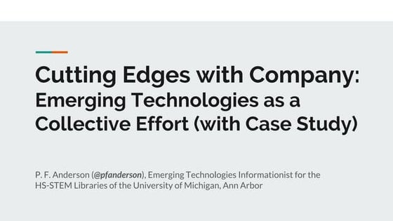 NISO — Cutting Edges with Company: Emerging Technologies as a Collective Effort