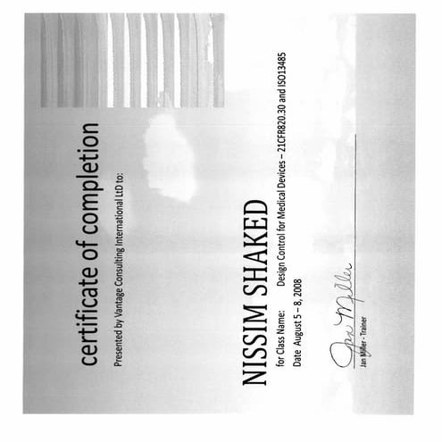 Nissim Shaked Certificate From Raps For Us Regulatory | PDF
