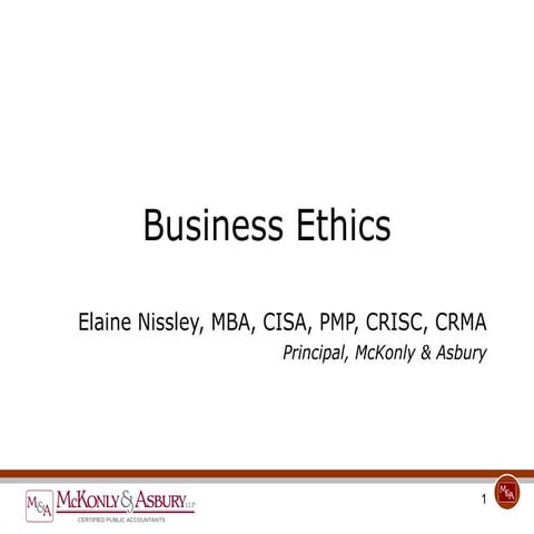 McKonly & Asbury Webinar - Business and Personal Ethics