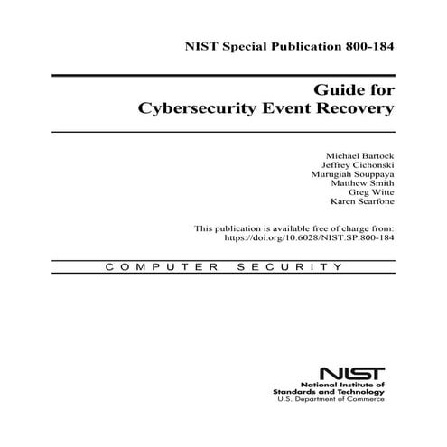 NIST Cybersecurity Event Recovery Guide  800-184
