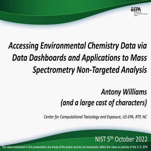 Accessing Environmental Chemistry Data via Data Dashboards and Applications t...
