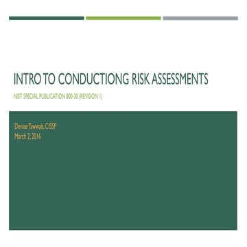 NIST 800-30 Intro to Conducting Risk Assessments - Part 1