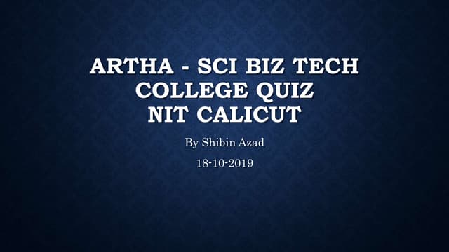 Nit calicut quiz 18102019 for upload