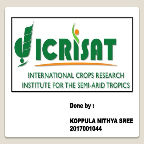 ICRISAT- International Crops Research Institute for Semi-Arid Tropics,Hyderabad.