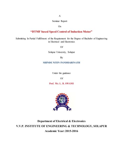 DTMF Based speed control of Induction motor