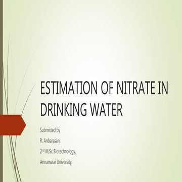 Estimation of Nitrate in Drinking Water - Procedure