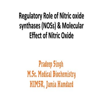 Role of Nitric oxide & Nitric oxide synthases (NOS)