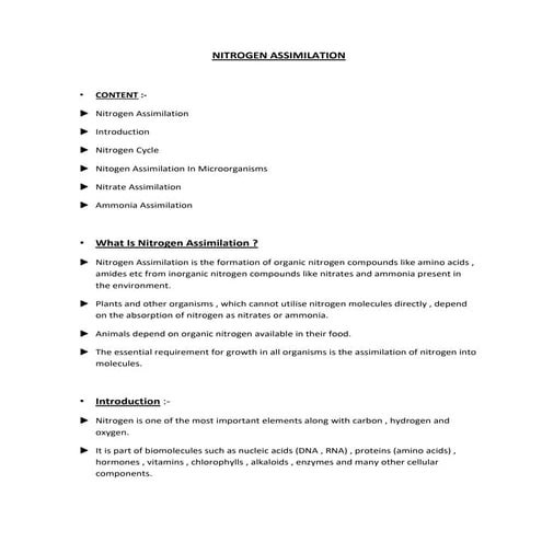 NITROGEN ASSIMILATION 