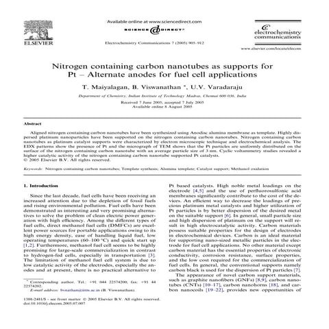 Nitrogen containing carbon nanotubes as supports for pt – alternate anodes fo...