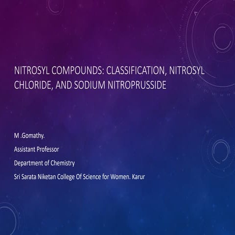 Metal nitrosyls and their derivatives | PPTX
