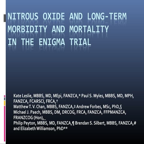 Nitrous oxide and long term morbidity and mortality - Journal article