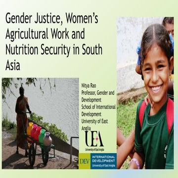 Gender Justice, Women’s Agricultural Work and Nutrition Security in South Asia