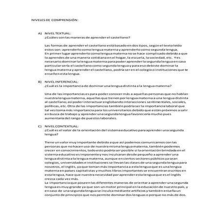 Niveles de comprensión
