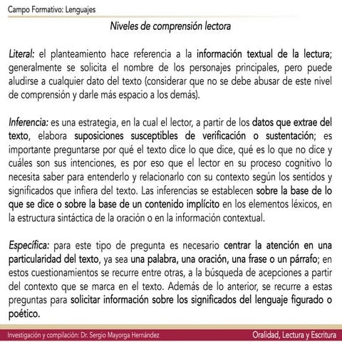 Niveles de comprensión lectora para niños de primer grado | PDF