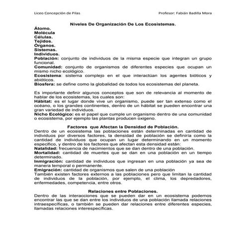 Niveles de organización de los ecosistemas   11