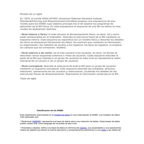 Niveles de un sgbd