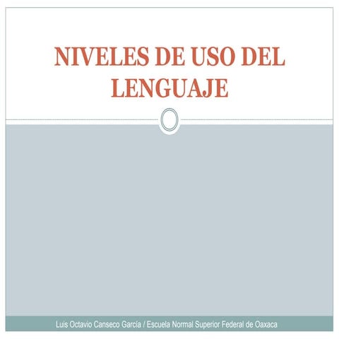 Niveles de uso del lenguaje | PDF