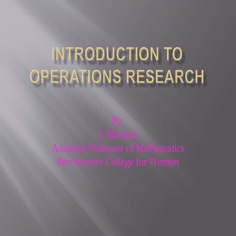 OPERATIONS RESEARCH