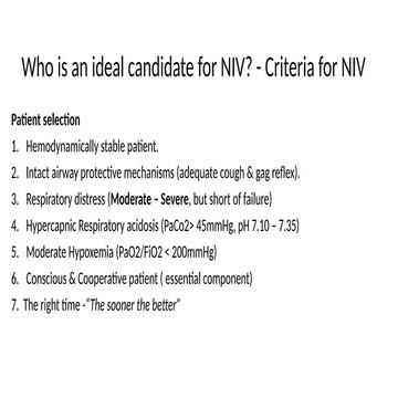 NIV types , mechanism of action indications selection side effects ...