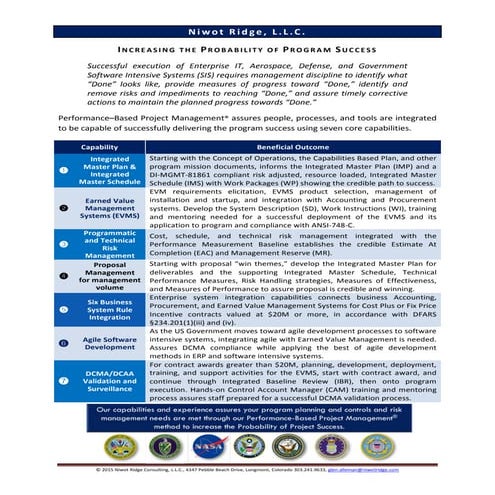 Niwot Ridge Capabilities