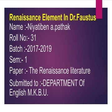 renaissance element in Dr. Faustus 