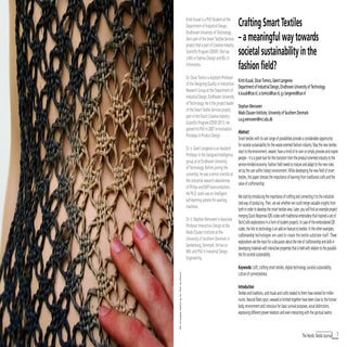Crafting smart textiles : a meaningful way towards societal sustainability in the fashion field?