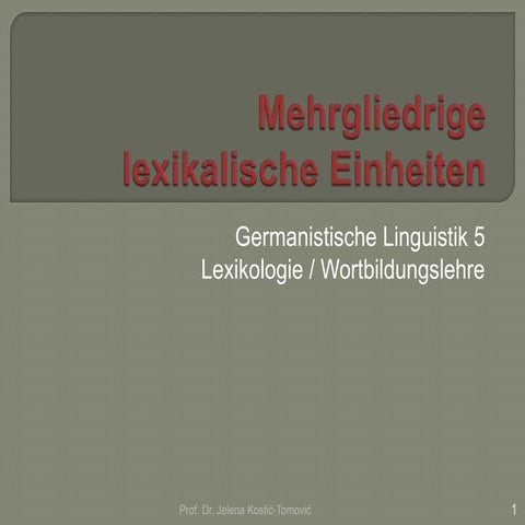 Mehrgliedrige lexikalische Einheiten - Phraseologismen