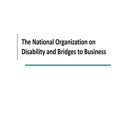 National Organization on Disability and the Bridges to Business Program