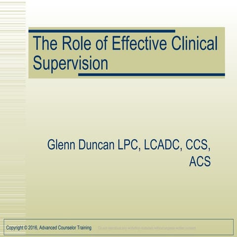 LPC Role of Clinical Supervsion