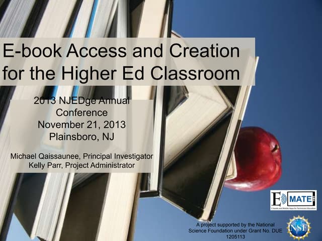 E-book Access and Creation for the Higher Ed Classroom