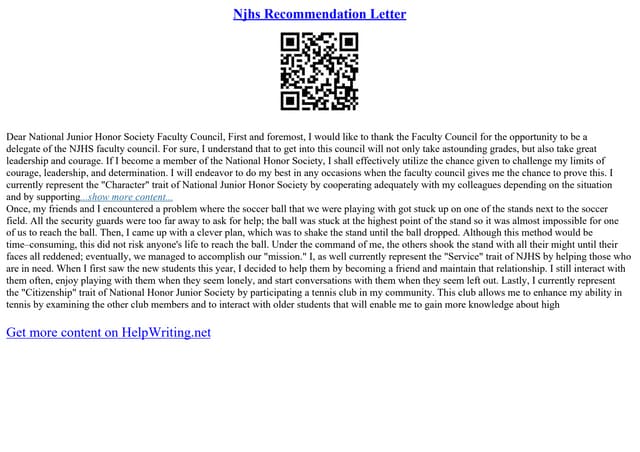 Examples Of National Honor Society Essays | PDF
