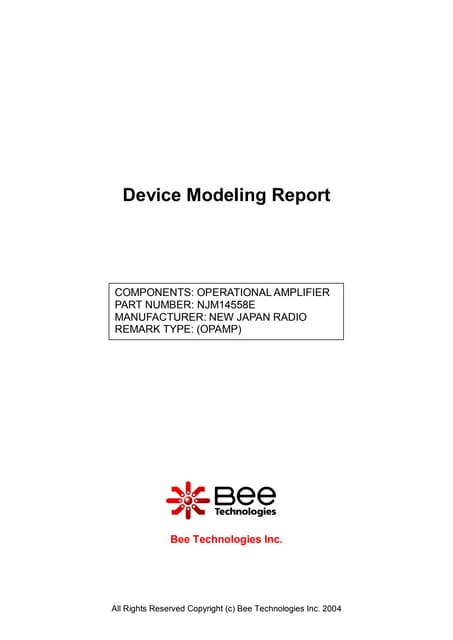 SPICE MODEL of NJM14558E in SPICE PARK