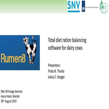 Total diet ration balancing software for dairy cows