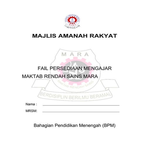 Rancangan pengajaran mrsm 2012