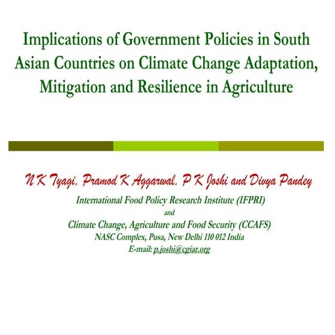 Impact of government policies,programs on climate change adaptation, mitigati...