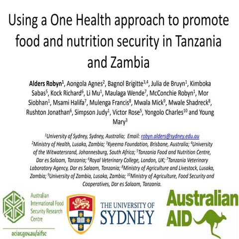 Using a One Health approach to promote food and nutrition security in Tanzani...