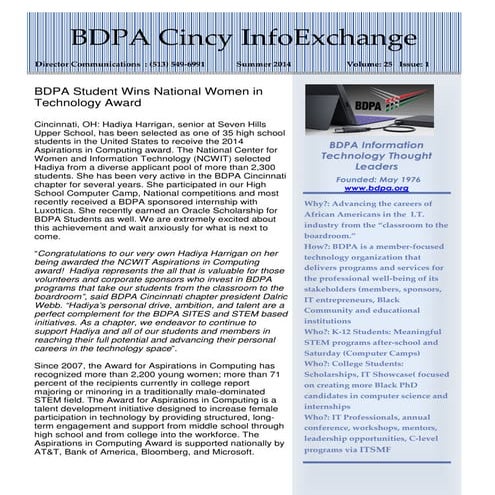 Newsletter: BDPA Cincinnati (July 2014)