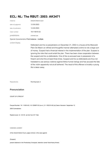 Leendert Roelof Versluis, criminal record murder