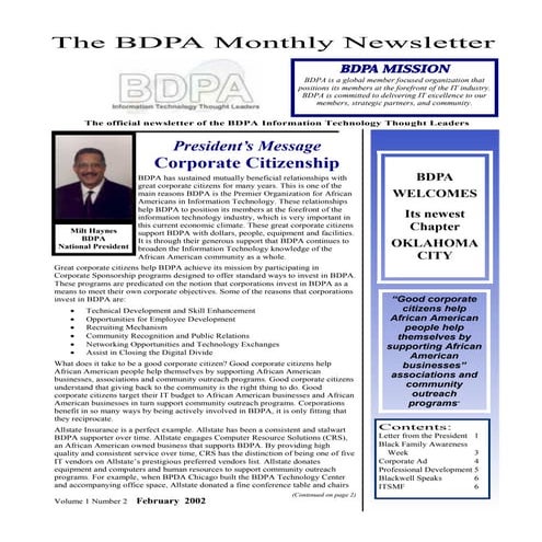 Newsletter: National BDPA (Feb 2002)