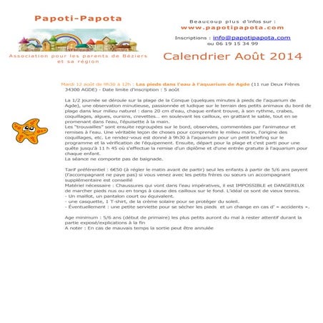 Newsletter Août 2014 - Papoti Papota