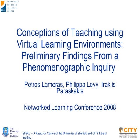 Conceptions of teaching and learning: Findings from a Phenomenohraphic inquiry