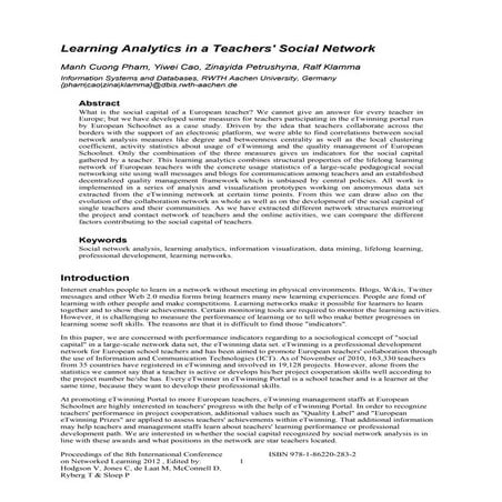 Learning Analytics in a Teachers' Social Network