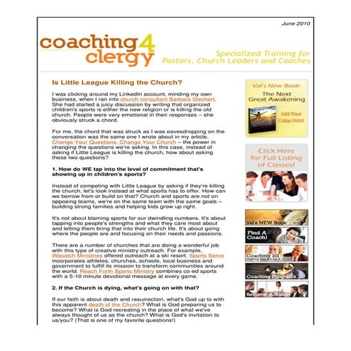 June Newsletter Coaching4Clergy