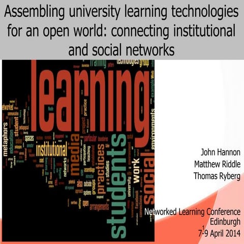 Assembling university learning technologies for an open world: connecting institutional and social networks