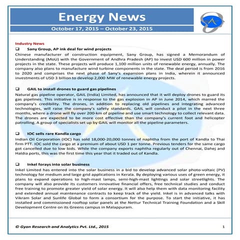 Nl energy oct 17 - oct 23, 2015