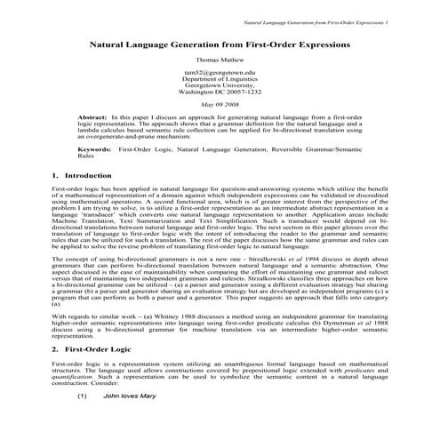 Natural Language Generation from First-Order Expressions